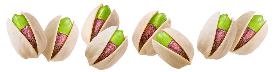 Wall Mural - pistachio nuts set isolated on white background