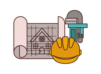 Sticker - construction plan isolated icon