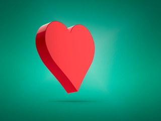 Red heart. Symbol of love. Volumetric 3D heart. 3d render, 3D image, 3D model