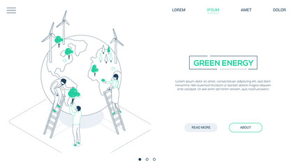 Aufkleber - Save the planet - line design style isometric web banner