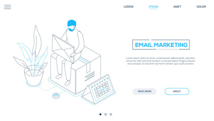Aufkleber - Email marketing - line design style isometric web banner