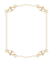 Vector thin gold beautiful decorative vintage frame for your design. Making menus, certificates, salons and boutiques. Gold frame on a dark background. Space for your text. Vector illustration.