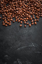 Coffee Beans. Top View. Free Space For Your Text.
