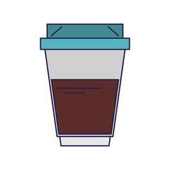 Sticker - Coffee hot plastic cup coffeeshop isolated blue lines