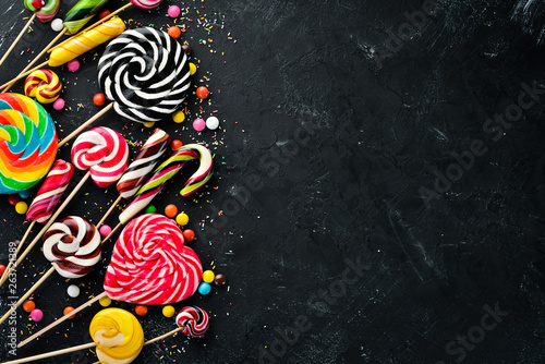Colorful candies and lollipops Tableau sur Toile