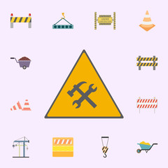 Poster - road sign repair colored icon. Building materials icons universal set for web and mobile