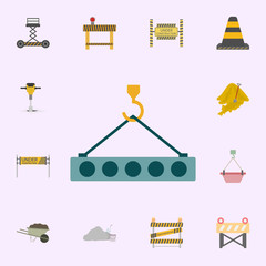Poster - crane hook with concrete colored icon. Building materials icons universal set for web and mobile