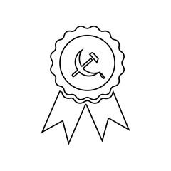 Poster - hammer and sickle medal icon. Element of Communism Capitalism for mobile concept and web apps icon. Outline, thin line icon for website design and development, app development