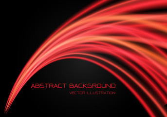 Poster - Abstract red light fast speed curve motion on black technology luxury background vector illustration.