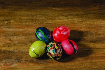 Close up view of traditionally decorated easter eggs. Colorful tradition. Easter backgrounds.