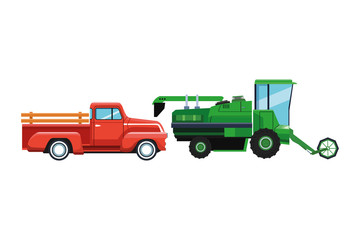 Canvas Print - truck and tractor