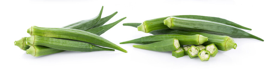 Wall Mural - fresh okra isolated on white background