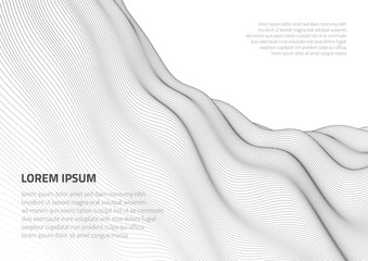 Poster - Abstract background with volumetric waves. Volumetric forms of lines.