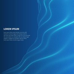 Poster - Abstract background with volumetric waves. Volumetric forms of lines.