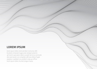 Poster - Abstract background with volumetric waves. Volumetric forms of lines.
