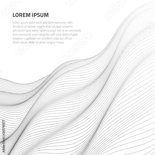 Abstract background with volumetric waves. Volumetric forms of lines.