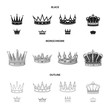 Vector illustration of medieval and nobility icon. Collection of medieval and monarchy vector icon for stock.
