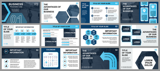 Wall Mural - Business presentation slides templates from infographic elements. Can be used for presentation template, flyer and leaflet, brochure, corporate report, marketing, advertising, annual report, banner.