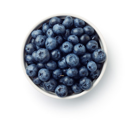 Wall Mural - Top view of fresh ripe blueberries in bowl