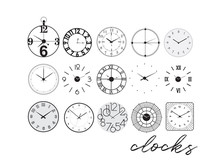 Clocks Collection Vector Illustration.  Clock Icons. 