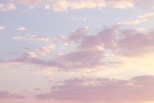 Pink, Blue, Purple Evening Sunset Sky With Cumulus Clouds