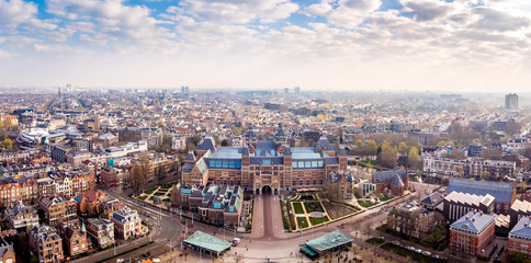 Wall Mural - Aerial view of Rijksmuseum in Amsterdam in the morning, Netherlands