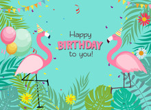 Birthday Card, Congratulation Template Vector Illustration