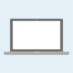 Fototapete - Grey and silver color notebook laptop flat style with empty white screen on blue background. laptop notebook flat style vector.