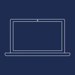 Fototapete - Outline computer  laptop, notebook icon. White outline notebook, laptop white lines, vector. Laptop or notebook front view.
