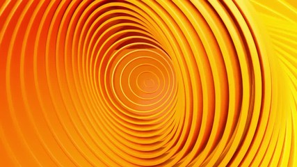 Poster - Abstract background with orange rotating rings. Geometric concept with colorful moving tubes. Motion design. Smooth hypnotic pattern. 3d loop animation. Seamless composition. Radial ripples. 4K UHD