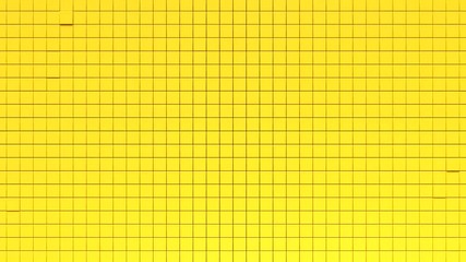 Poster - Abstract background with yellow moving cubic surface. Geometric concept with radial ripples. Motion design pattern. 3d loop animation with box particles. Seamless technology composition. 4K UHD