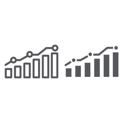Poster - Diagram line and glyph icon, report and graph, growth chart sign, vector graphics, a linear pattern on a white background.