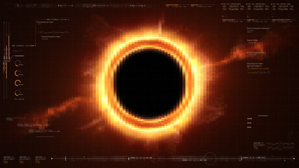 Poster - Futuristic head up display simulation of a Black Hole a region of space-time exhibiting such strong gravitational effects that nothing can escape