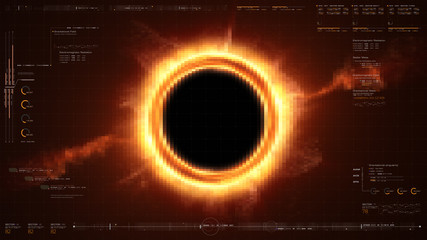 Aufkleber - Futuristic head up display simulation of a Black Hole a region of space-time exhibiting such strong gravitational effects that nothing can escape