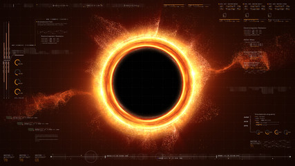 Aufkleber - Futuristic head up display simulation of a Black Hole a region of space-time exhibiting such strong gravitational effects that nothing can escape