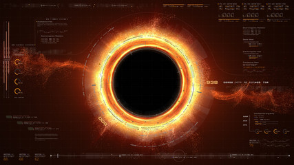 Aufkleber - Futuristic head up display simulation of a Black Hole a region of space-time exhibiting such strong gravitational effects that nothing can escape