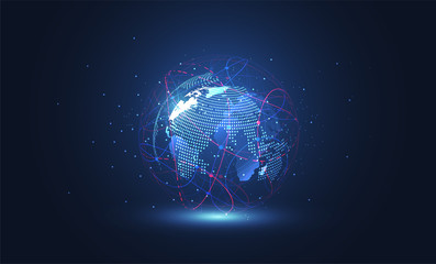 Global network connection. World map point and line composition concept of global business. Vector Illustration