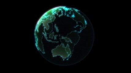 Poster - Abstract earth globe. Neon dots. Motion background 4k