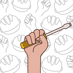 Sticker - hand with screwdriver tool isolated icon