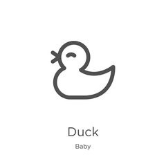 duck icon vector from baby collection. Thin line duck outline icon vector illustration. Outline, thin line duck icon for website design and mobile, app development.