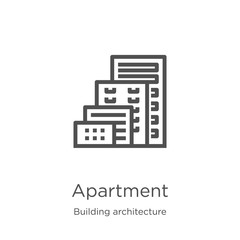 apartment icon vector from building architecture collection. Thin line apartment outline icon vector illustration. Outline, thin line apartment icon for website design and mobile, app development.