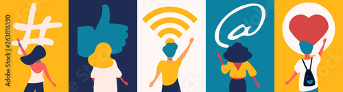 Fotografía Social media concept: digital app symbols for bloggers and influencers sharing with audience