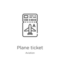 Wall Mural - plane ticket icon vector from aviation collection. Thin line plane ticket outline icon vector illustration. Outline, thin line plane ticket icon for website design and mobile, app development.