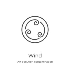 Wall Mural - wind icon vector from air pollution contamination collection. Thin line wind outline icon vector illustration. Outline, thin line wind icon for website design and mobile, app development.