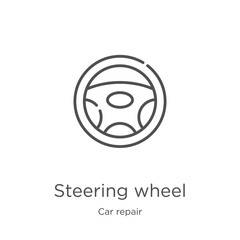 steering wheel icon vector from car repair collection. Thin line steering wheel outline icon vector illustration. Outline, thin line steering wheel icon for website design and mobile, app development.