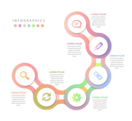 Wall Mural - vector infographic design ui template colorful spiral round cross chain gradient labels and icons