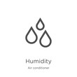 humidity icon vector from air conditioner collection. Thin line humidity outline icon vector illustration. Outline, thin line humidity icon for website design and mobile, app development.