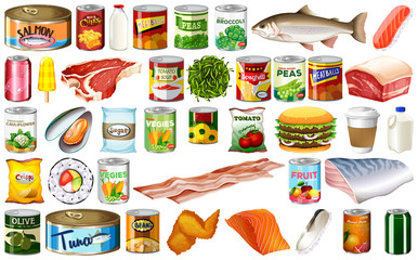 Wall Mural - Set of isolated food