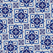 Delft dutch tile pattern seamless vector with vintage ornaments. Portuguese azulejos, mexican talavera, italian sicily majolica, spanish ceramic. Mosaic texture for kitchen wall or bathroom floor.