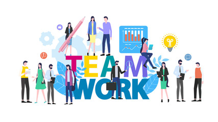 Teamwork Cartoon People Man Woman Office Worker